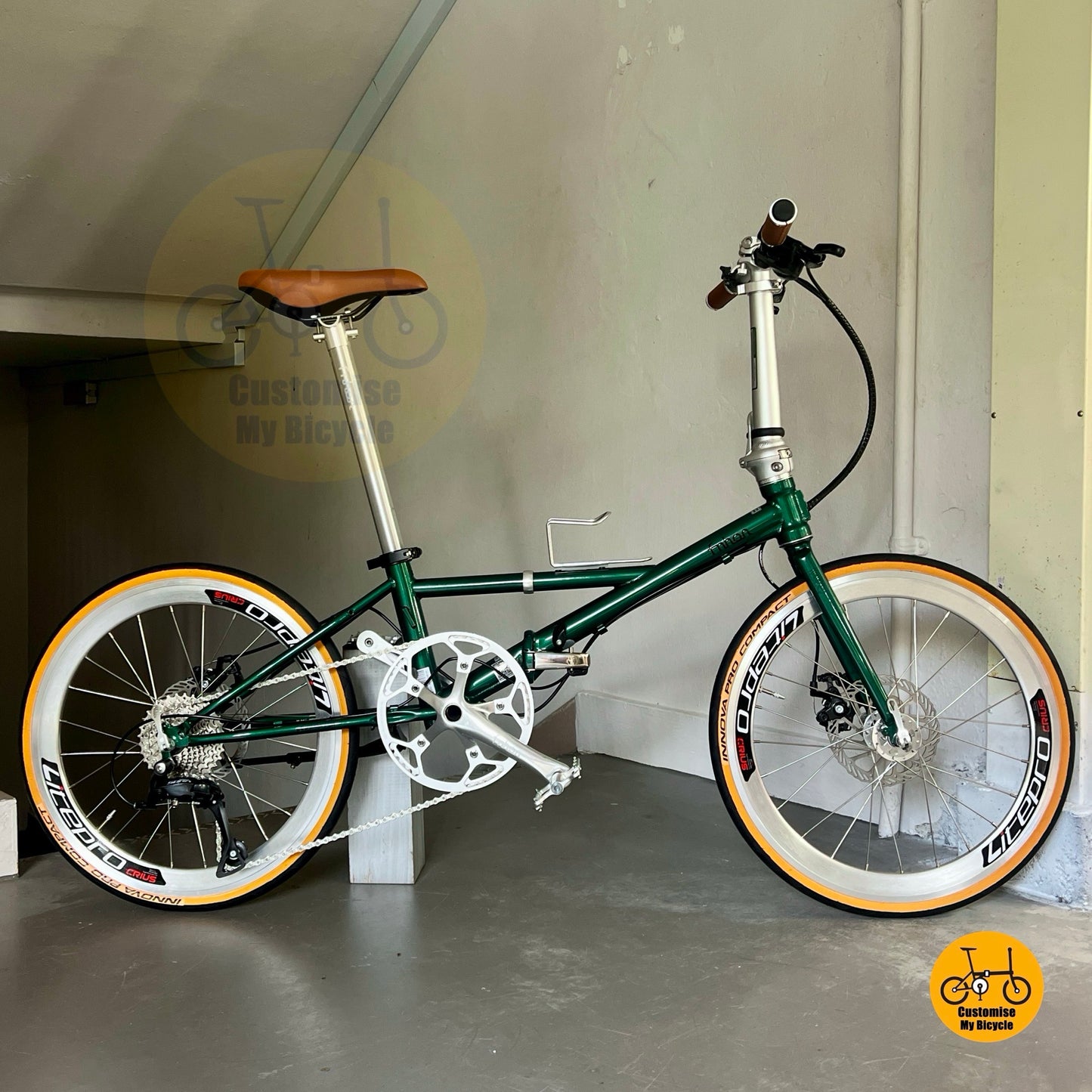 Basikal Lipat Fnhon Thunderstorm 22 Inci Emerald Green Shimano 9 Gear Basikal Lipat Rangka Keluli Chromoly Untuk Komuter Bandar
