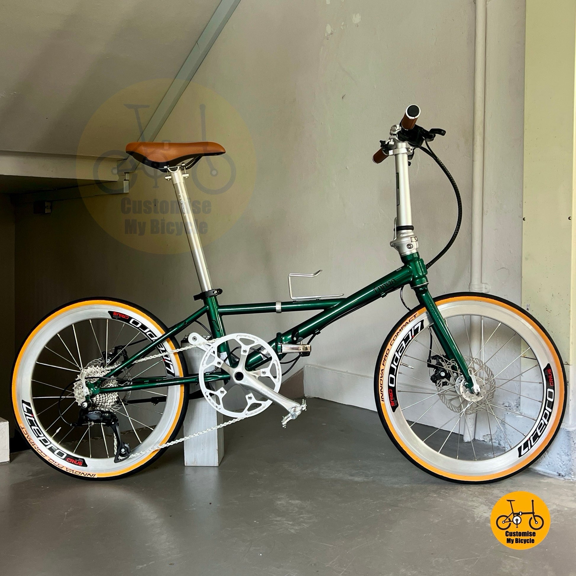 Basikal Lipat Fnhon Thunderstorm 22 Inci Emerald Green Shimano 9 Gear Basikal Lipat Rangka Keluli Chromoly Untuk Komuter Bandar
