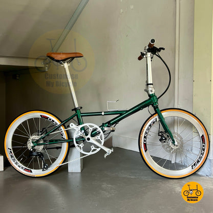 Basikal Lipat Fnhon Thunderstorm 22 Inci Emerald Green Shimano 9 Gear Basikal Lipat Rangka Keluli Chromoly Untuk Komuter Bandar
