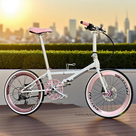 Fnhon Thunderstorm 22 Inch Shimano 9 Gears Folding Bike Dreamy White Lightweight Fast Rolling Urban Commuter Bicycle
